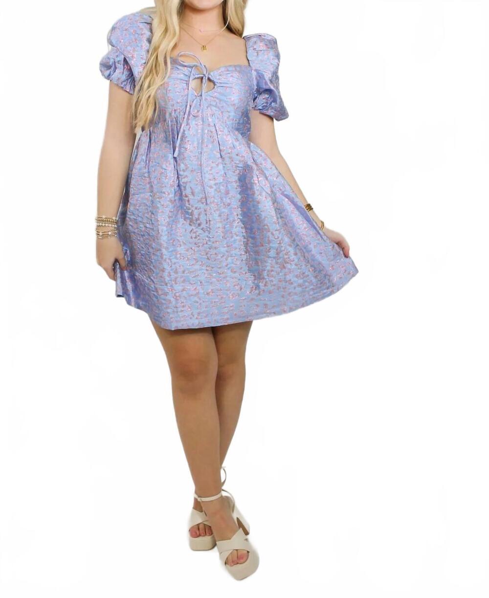 NEW BUDDYLOVE josie puff sleeve dress in blue leopard